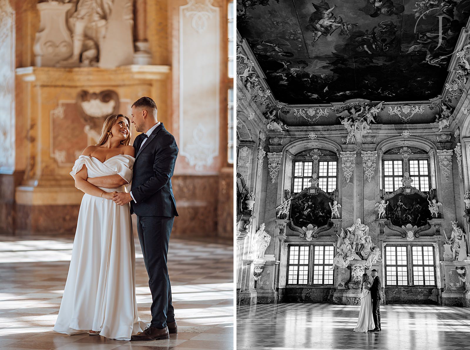 Sesja ślubna Pary Młodej w Klasztorze Cystersów w Lubiążu.