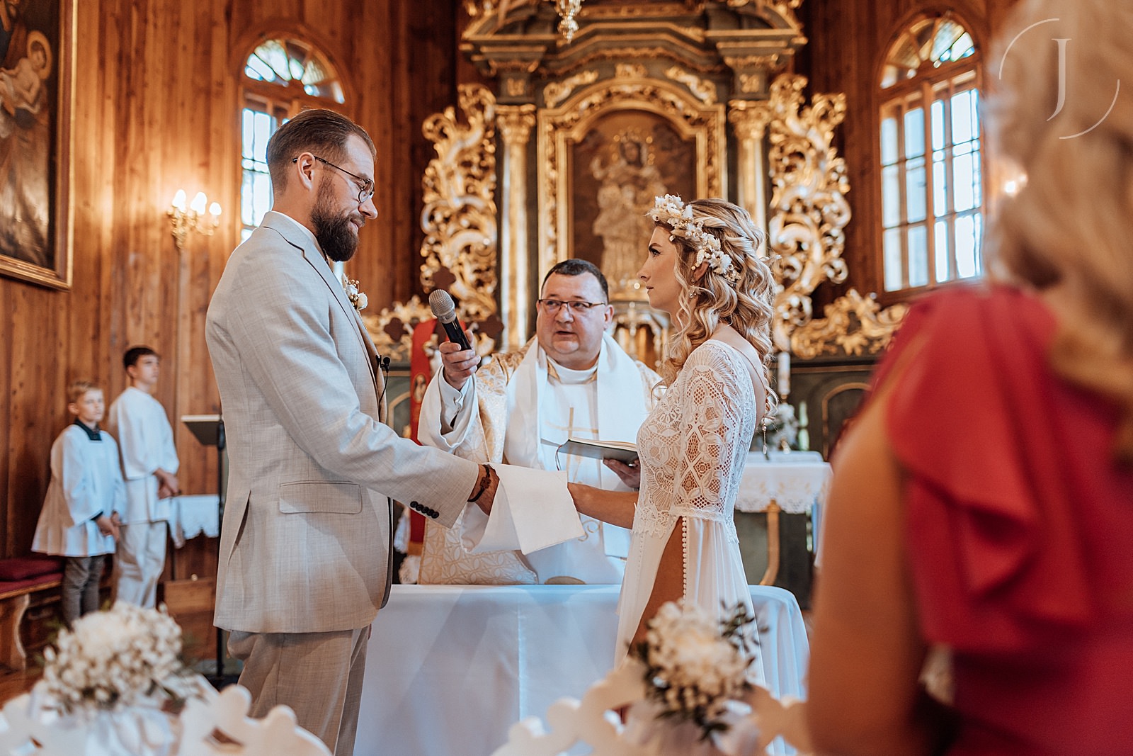 Przysięga Pary Młodej w kościele św. Jakuba Apostoła w Rzgowie.